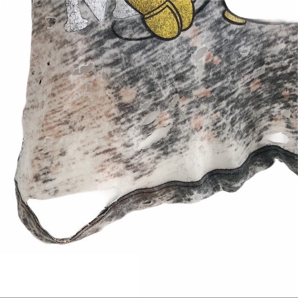 Mickey Mouse Bleach Splatter Crop Top SZ L - Picture 6 of 8